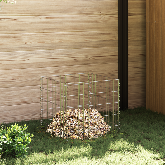 Composter da Giardino  50x50x50 cm in Acciaio Zincato Quadrato