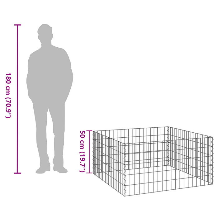 Compostiera da Giardino  100x100x50 cm in Acciaio Zincato Quadrata