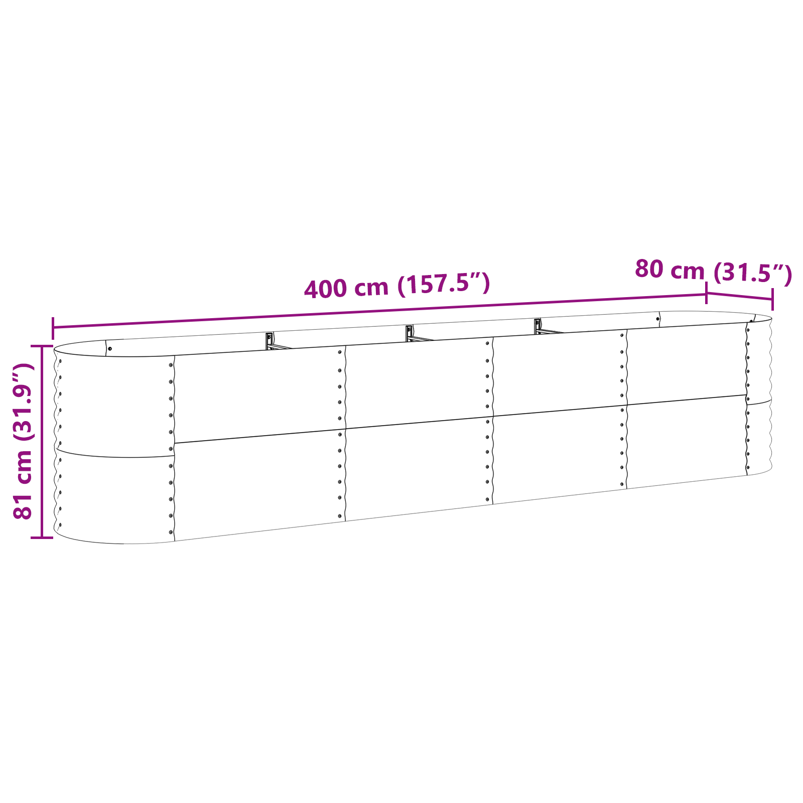 Vaso Sollevato da Giardino Effetto Legno Acciaio Zincato