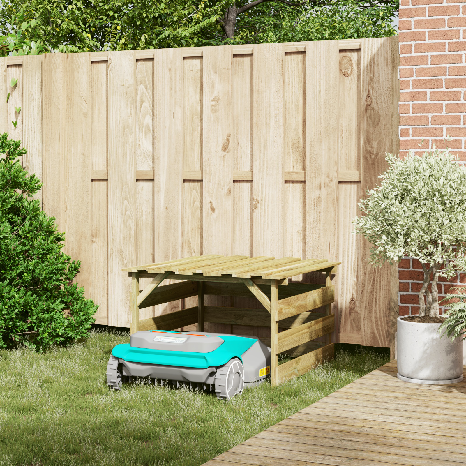 Garage per Rasaerba Robotici in Legno di Pino