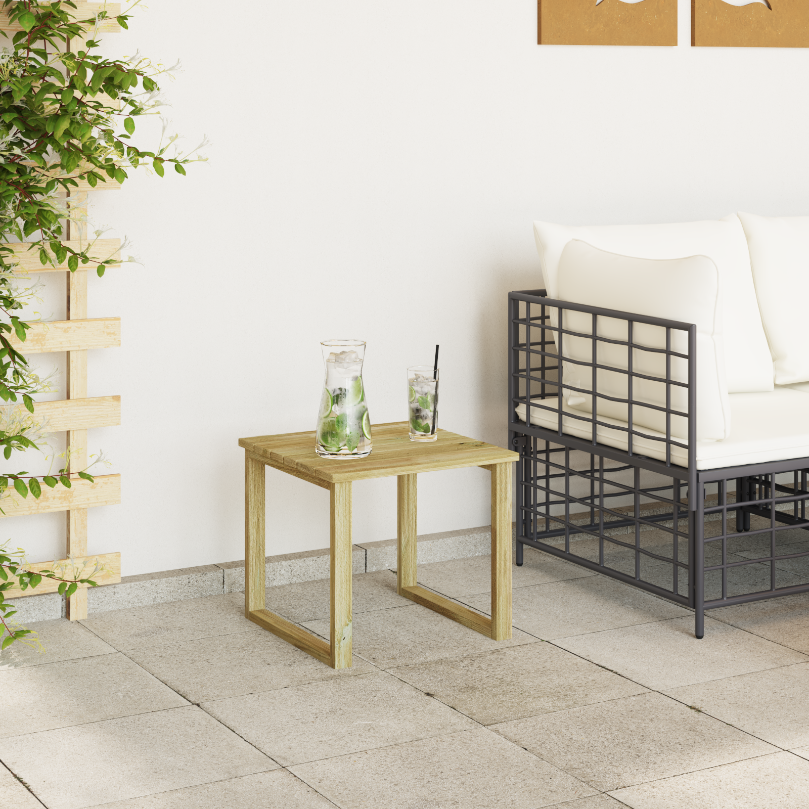 Tavolo per lettini 40x40x36 cm Legno di pino impregnato