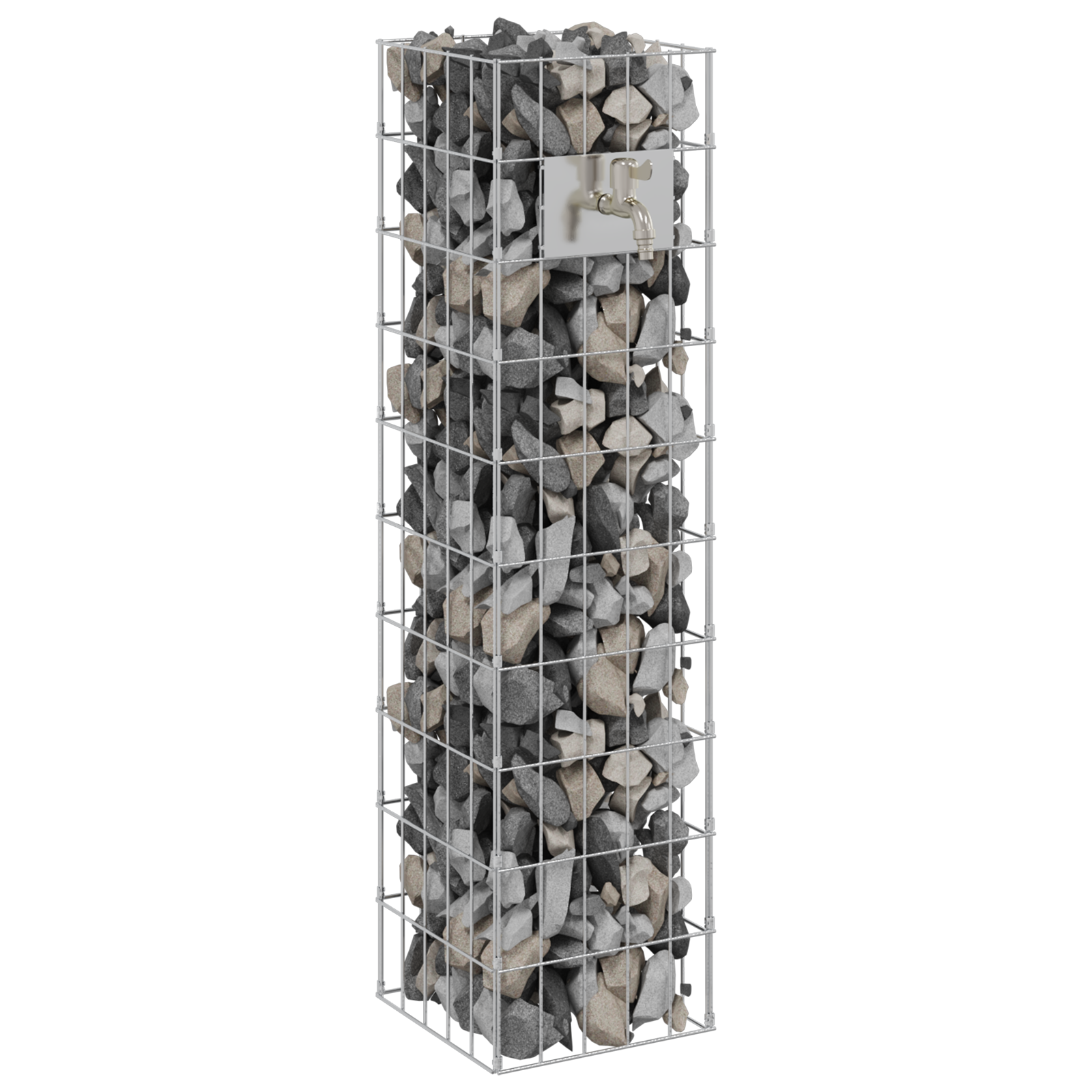Colonna Gabion con Rubinetto 100x25x25 cm Acciaio Inossidabile