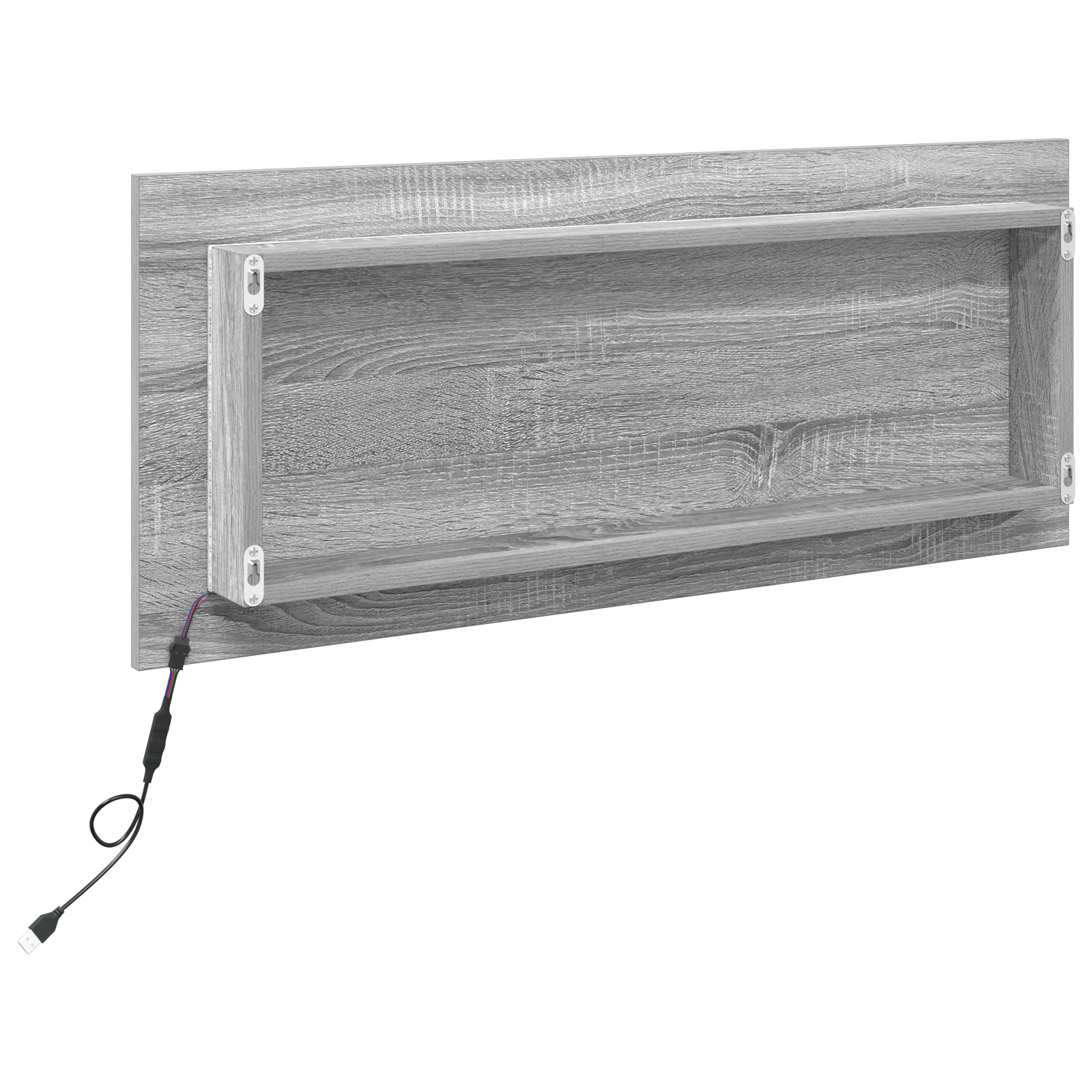 Specchio da Bagno con Luce LED Grigio Sonoma 90x8,5x37 cm