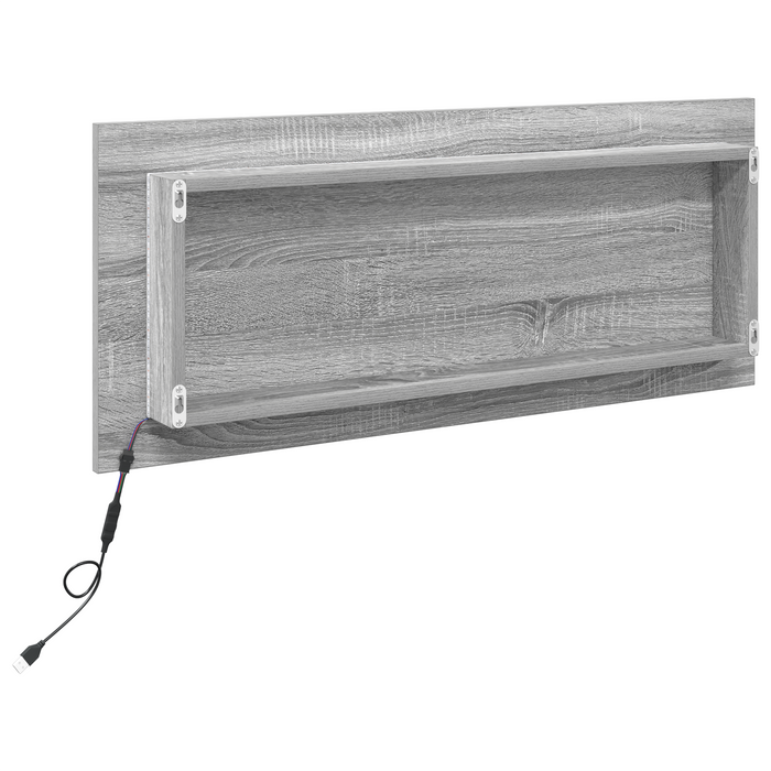 Specchio da Bagno con Luce LED Grigio Sonoma 90x8,5x37 cm