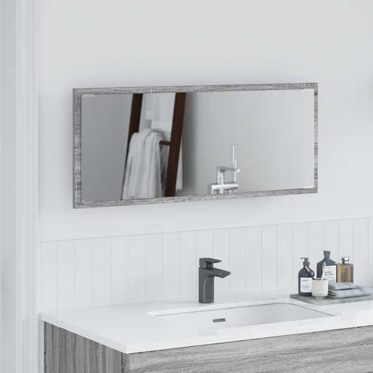 Specchio da Bagno con Luce LED Grigio Sonoma 90x8,5x37 cm
