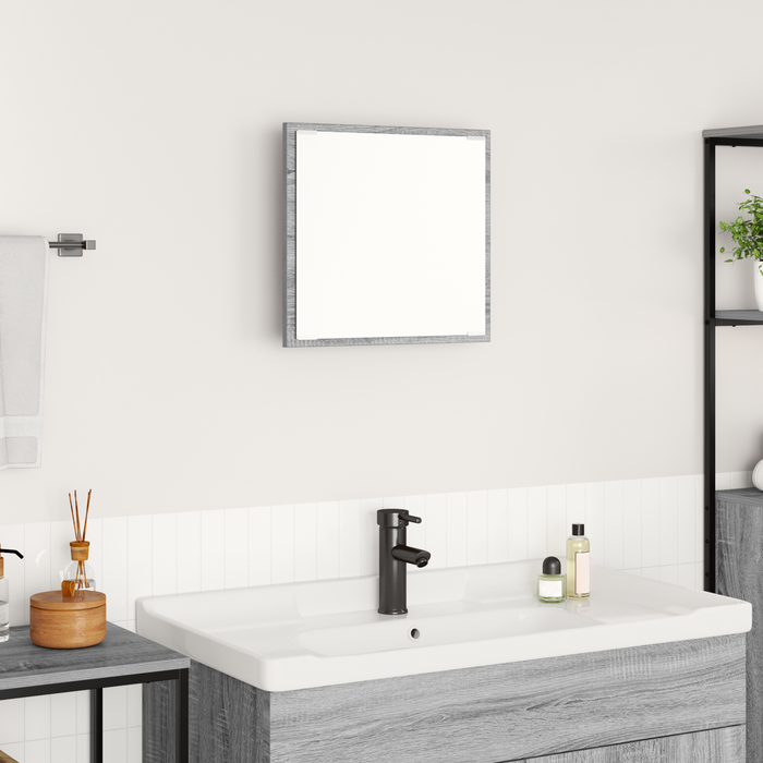 Specchio da Bagno LED Grigio Sonoma 40x8.5x37 cm Legno Ingegnerizzato
