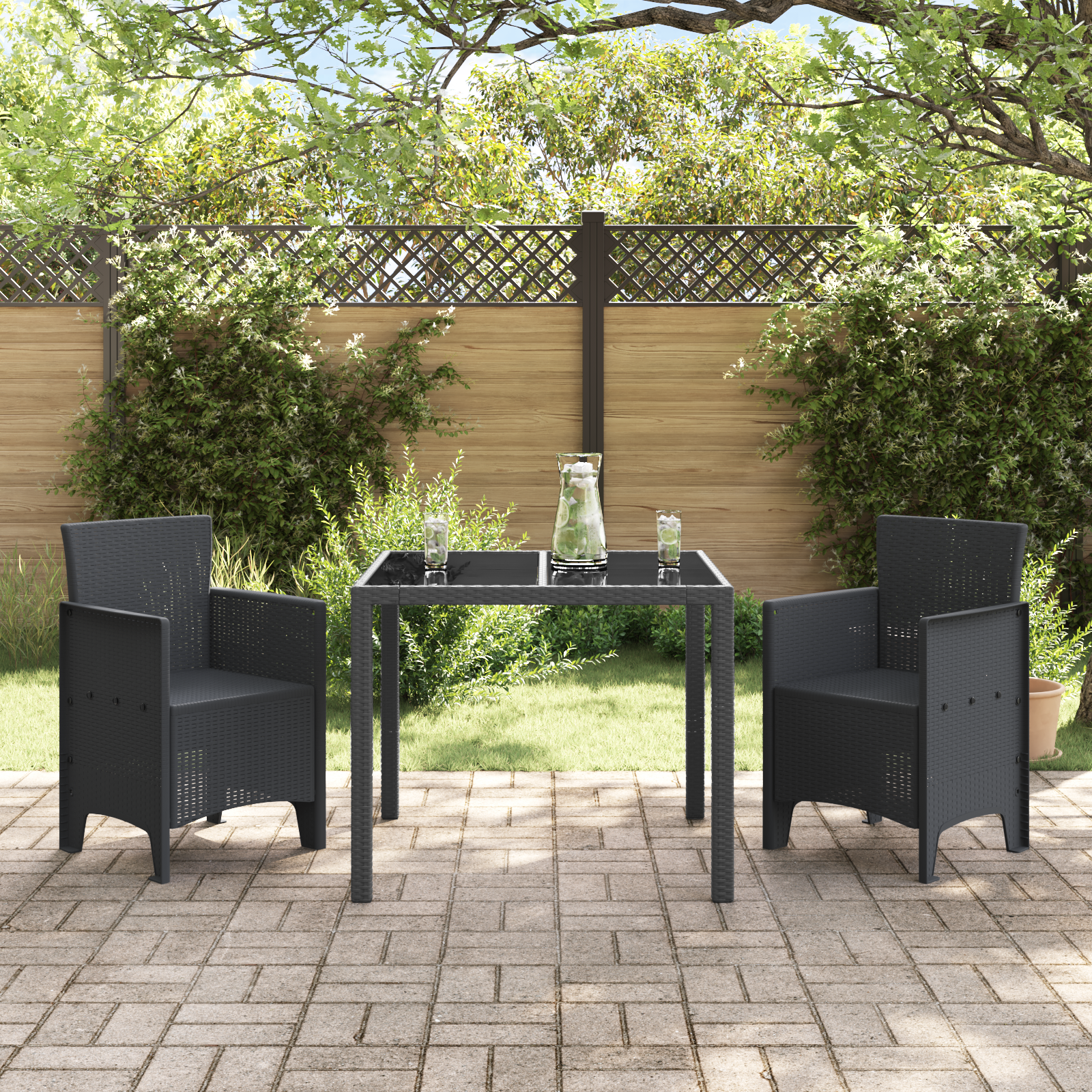 Sedie da Giardino 2 pcs Antracite Poli Rattan
