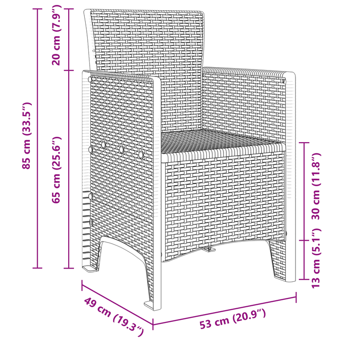 Sedie da Giardino 2 pcs Antracite Poli Rattan