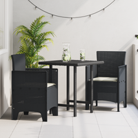 Set di 2 Sedie da Giardino con Cuscini Antracite Rattan Plastico
