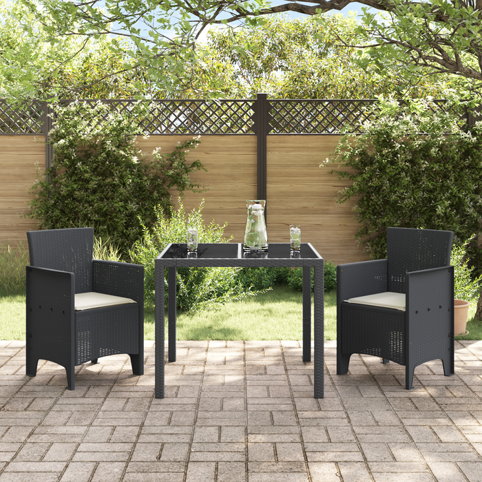 Set di 2 Sedie da Giardino con Cuscini Antracite Rattan Plastico