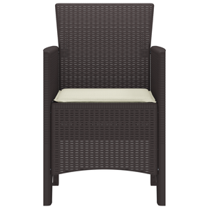 Set di 2 Sedie da giardino con cuscini in Rattan marrone