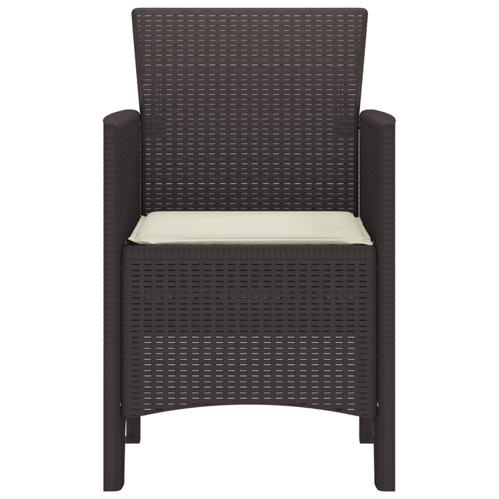 Set di 2 Sedie da giardino con cuscini in Rattan marrone