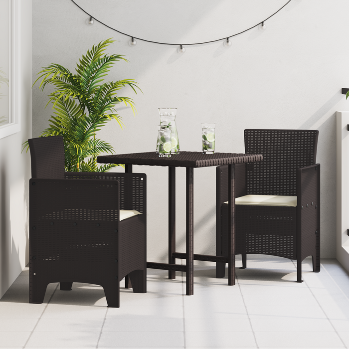 Set di 2 Sedie da giardino con cuscini in Rattan marrone