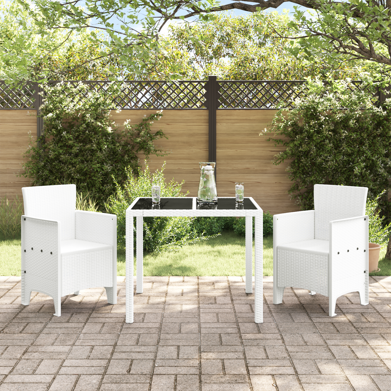Sedie da Giardino 2 pcs in Polyrattan Bianco