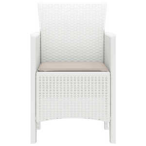 Set di 2 Sedie da Giardino con Cuscini Bianche in Polyrattan