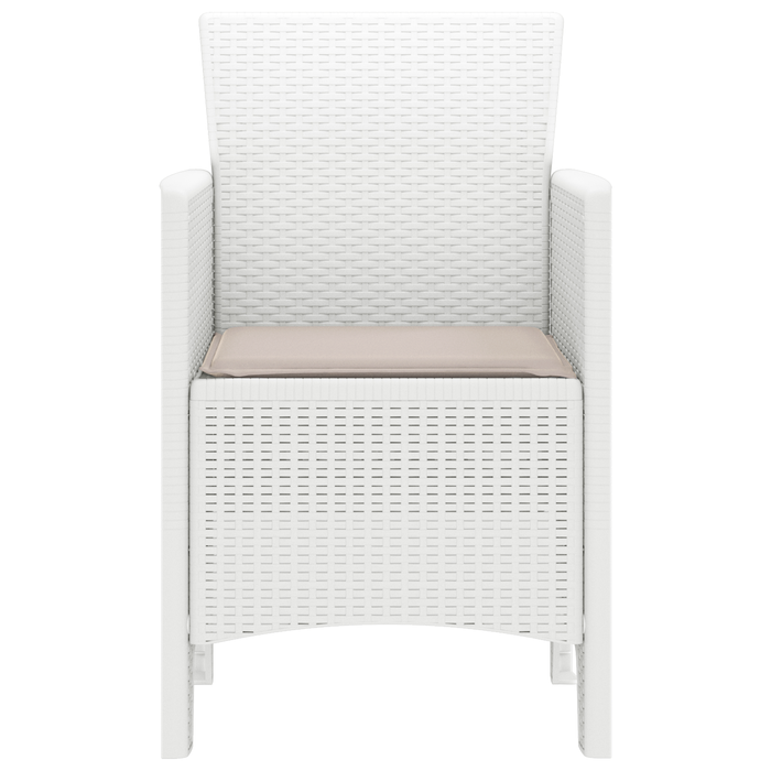 Set di 2 Sedie da Giardino con Cuscini Bianche in Polyrattan