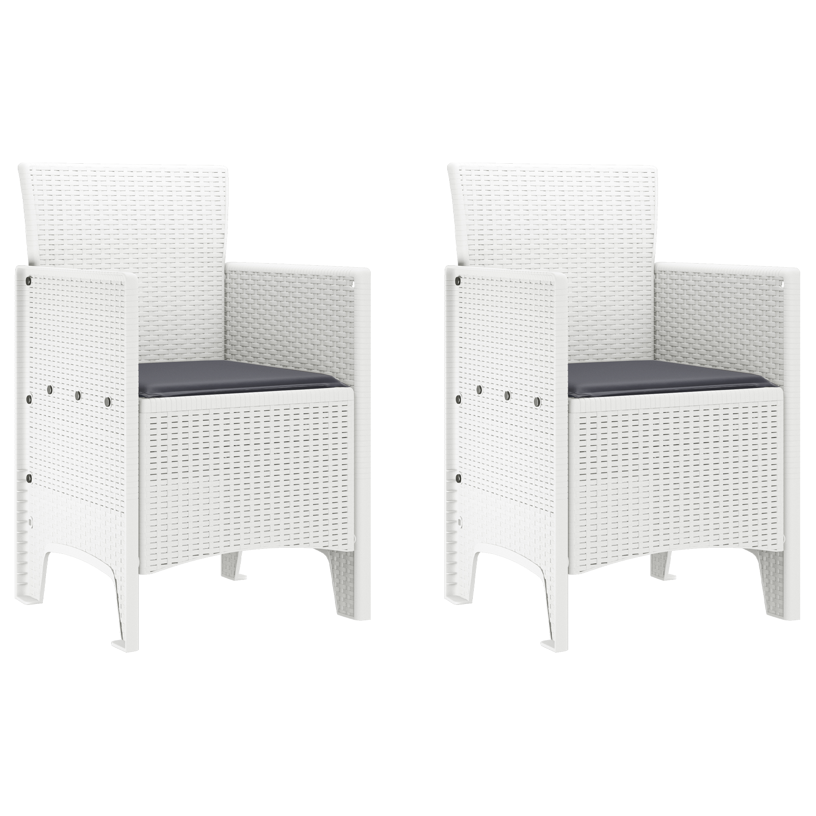 Sedie da giardino con cuscini 2 pz Bianco Polyrattan