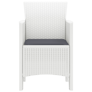Sedie da giardino con cuscini 2 pz Bianco Polyrattan