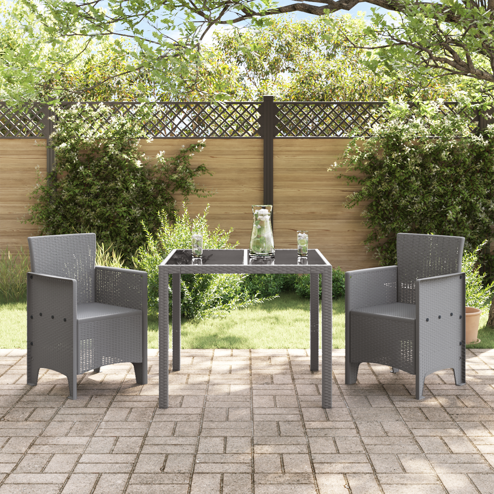 Sedie da Giardino 2 pezzi Grigio Chiaro Poly Rattan