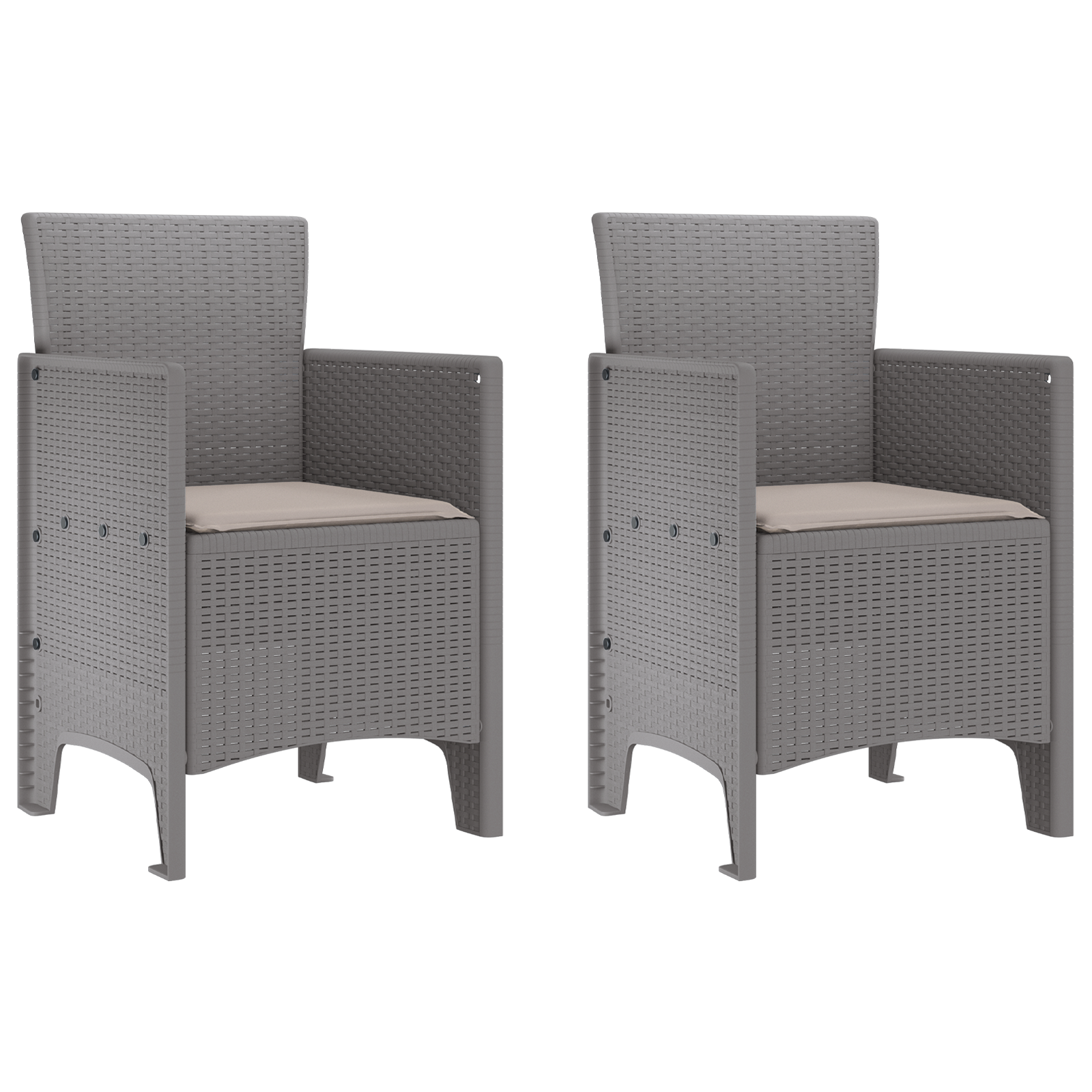 Sedie da Giardino con Cuscini 2 pz Grigio Chiaro Polyrattan