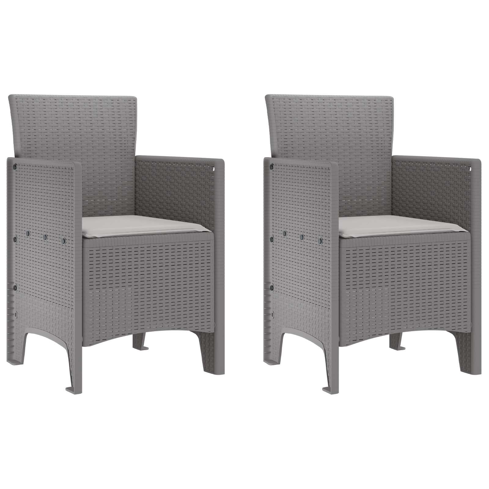 Sedie da giardino con cuscini 2 pz Grigio Chiaro Polyrattan