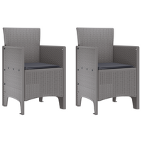 Sedie da Giardino con Cuscini 2 pz Grigio Chiaro Polyrattan