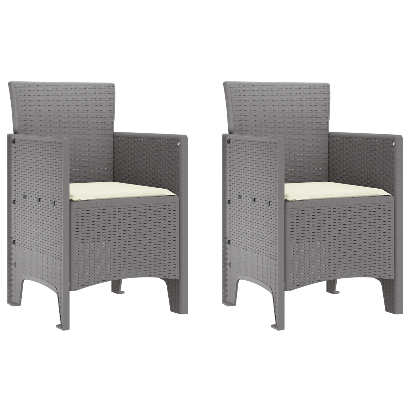Sedie da giardino con cuscini 2 pcs Grigio chiaro Polirattan