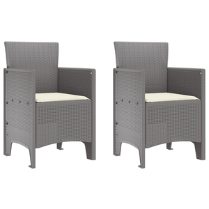 Sedie da giardino con cuscini 2 pcs Grigio chiaro Polirattan