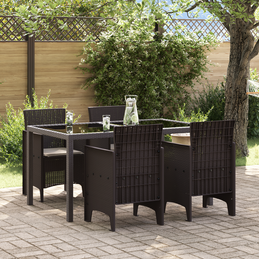 Sedie da giardino con cuscini 4 pz Marrone Polirattan