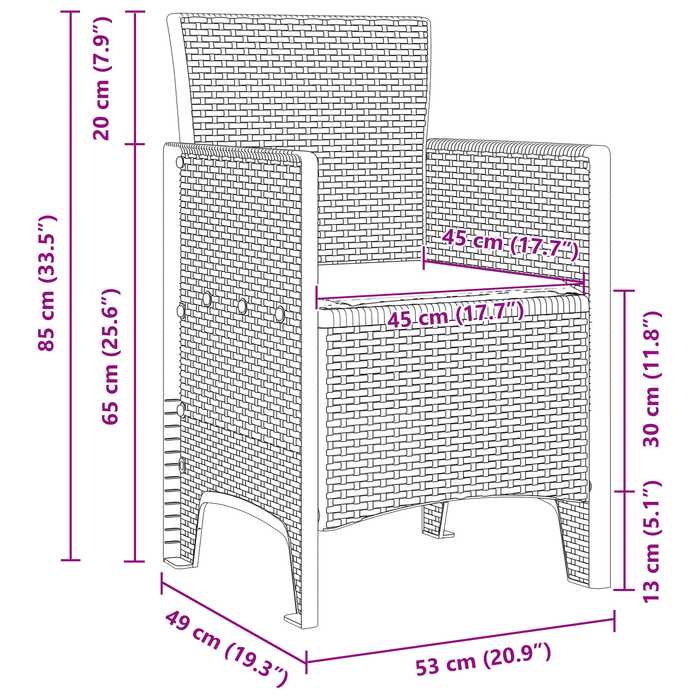 Sedie da Giardino con Cuscini 4 pz Marrone Polirattan