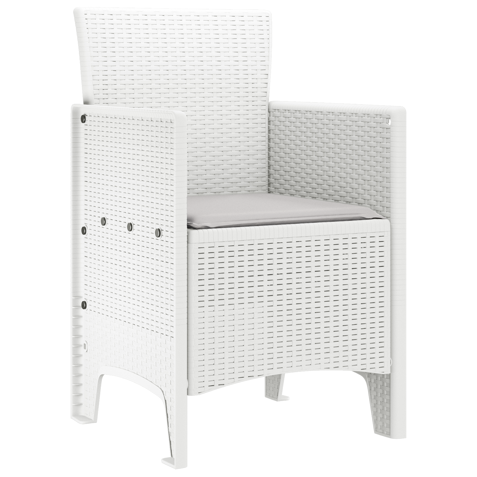 Sedie da giardino con cuscini 4 pz Rattan bianco