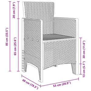 Set di Sedie da Giardino 4 pcs Grigio Chiaro in Polirattan