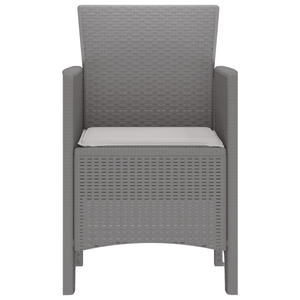 Set di 4 Sedie da Giardino con Cuscini Grigio Chiaro in Polirattan