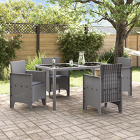 Sedie da giardino con cuscini 4 pz Grigio chiaro Polyrattan