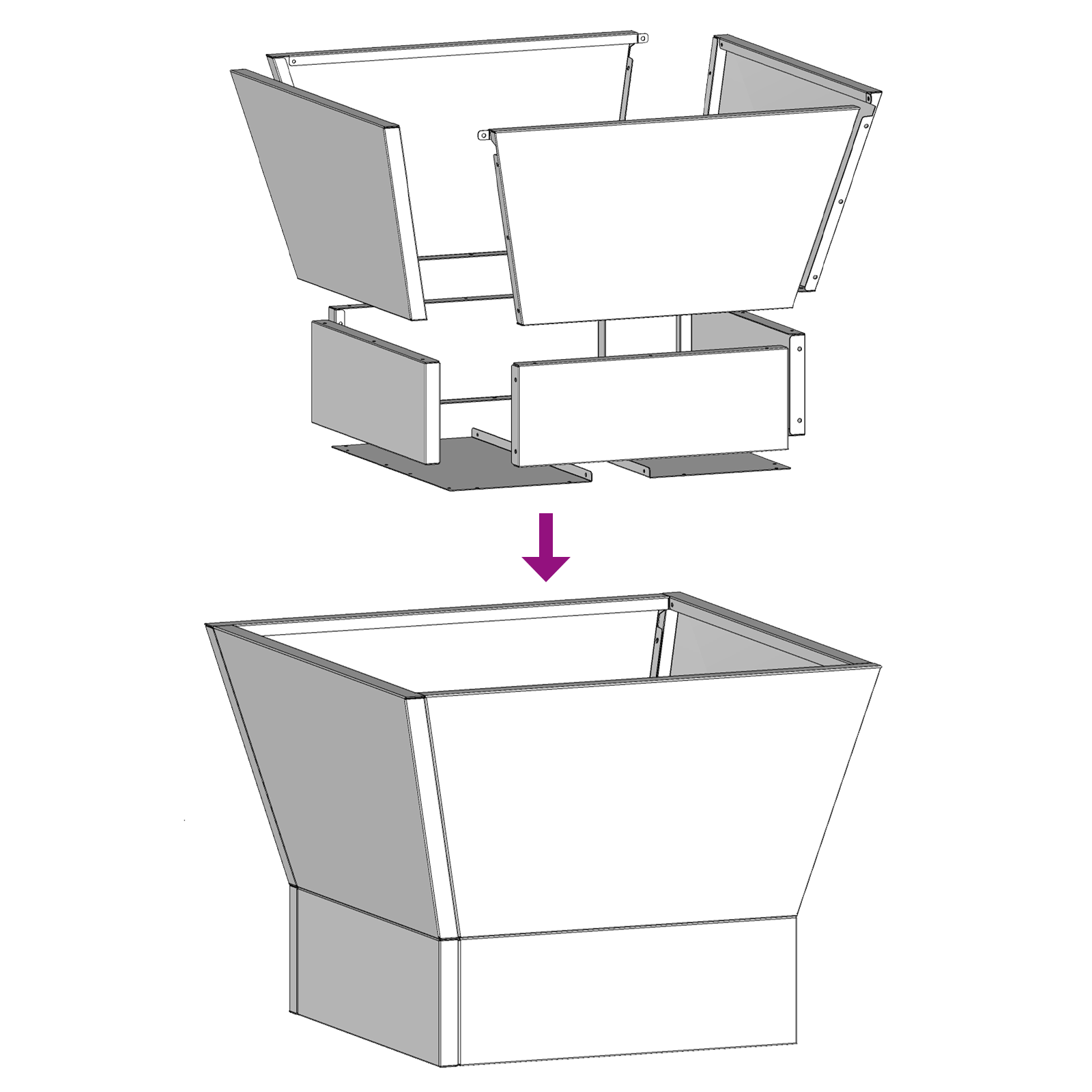 Focolare Quadrato Nero 40x40x30 cm Acciaio