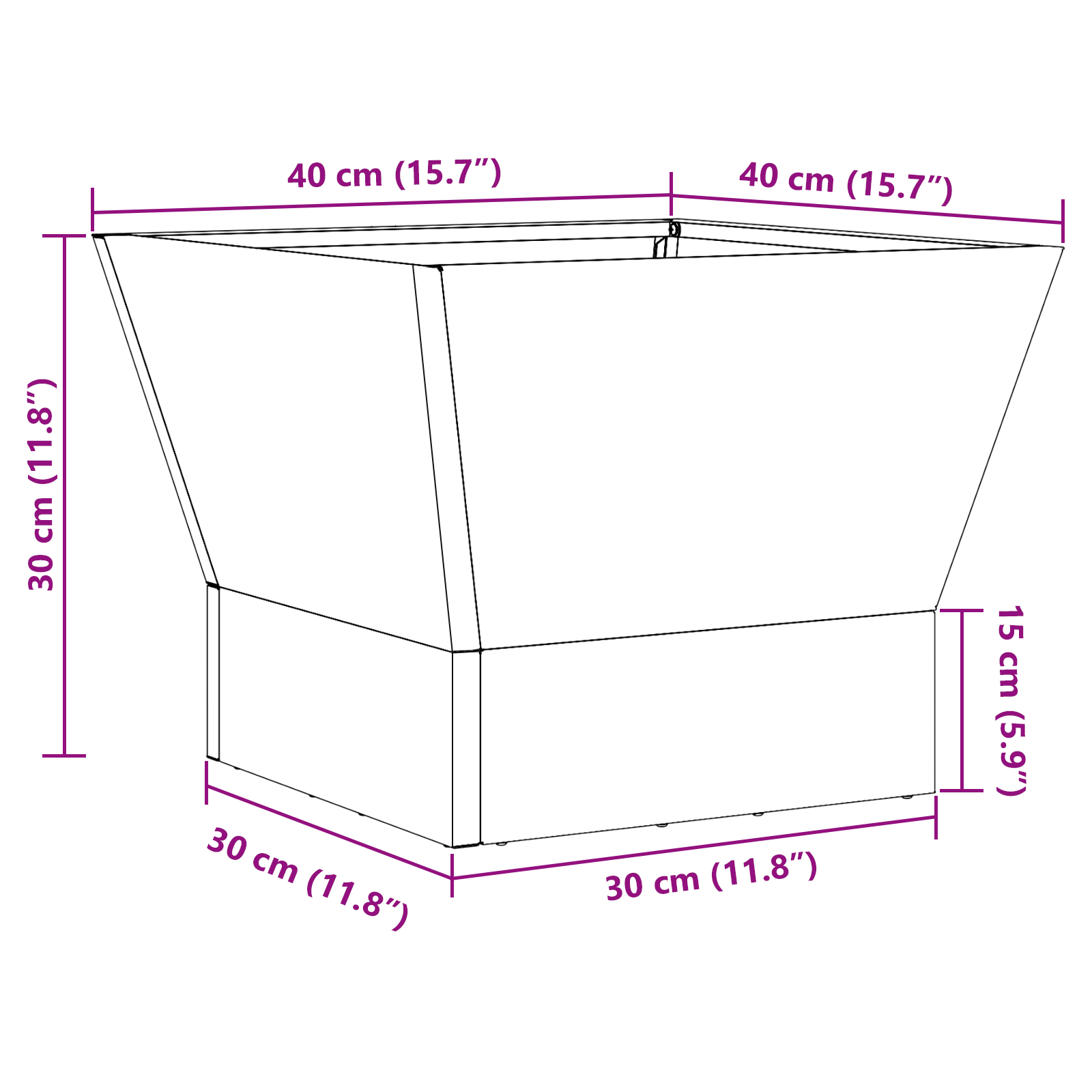 Focolare Quadrato Nero 40x40x30 cm Acciaio