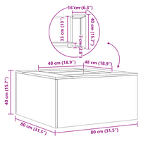 Fuoco Fossa Quadrata Nera 80x80x40 cm Acciaio