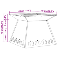 Braciere 48x48x40 cm Acciaio Resistenti alle Intemperie