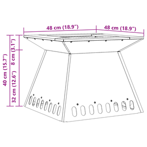 Braciere 48x48x40 cm Acciaio Resistenti alle Intemperie