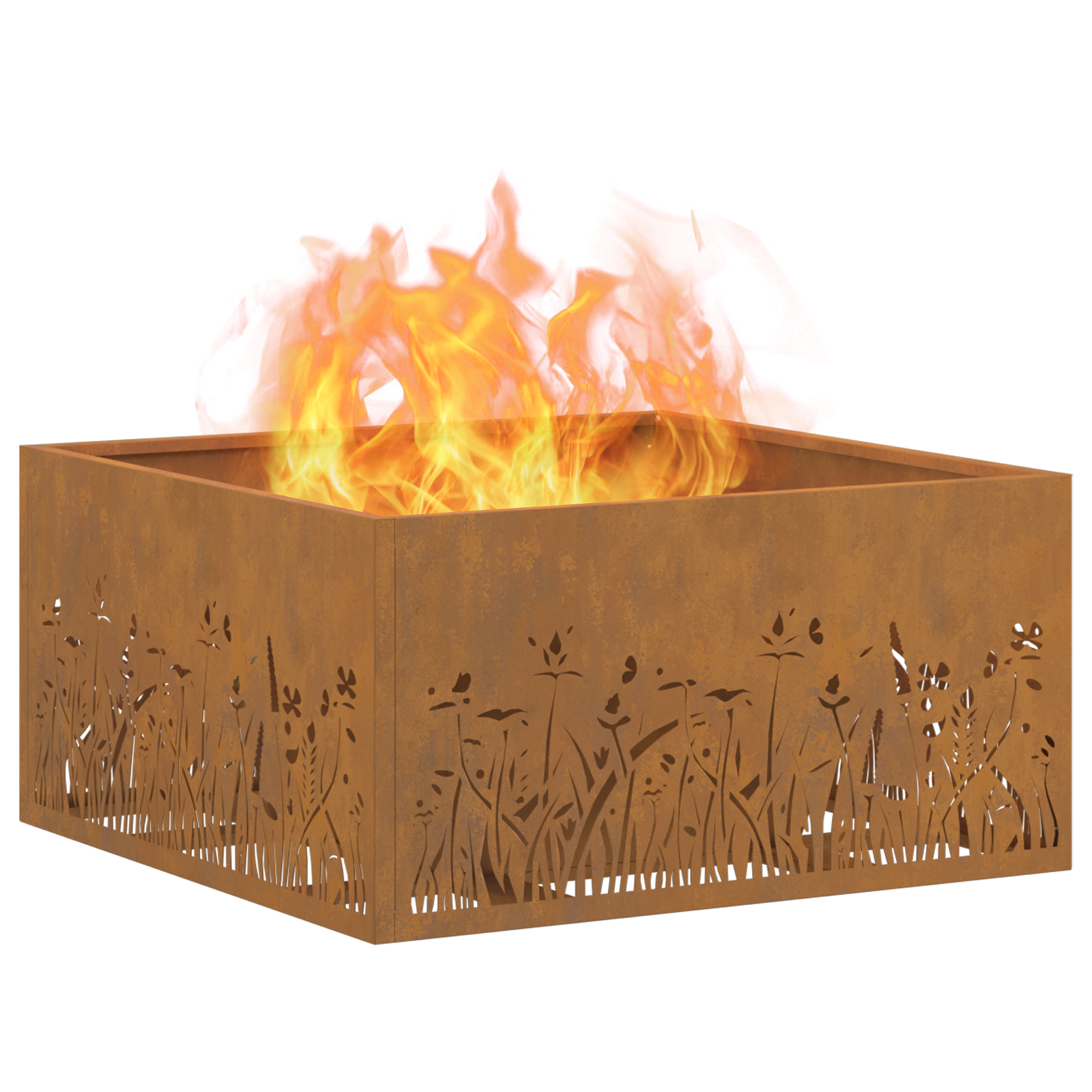 Braciere Quadrato 60x60x30 cm Acciaio Inossidabile