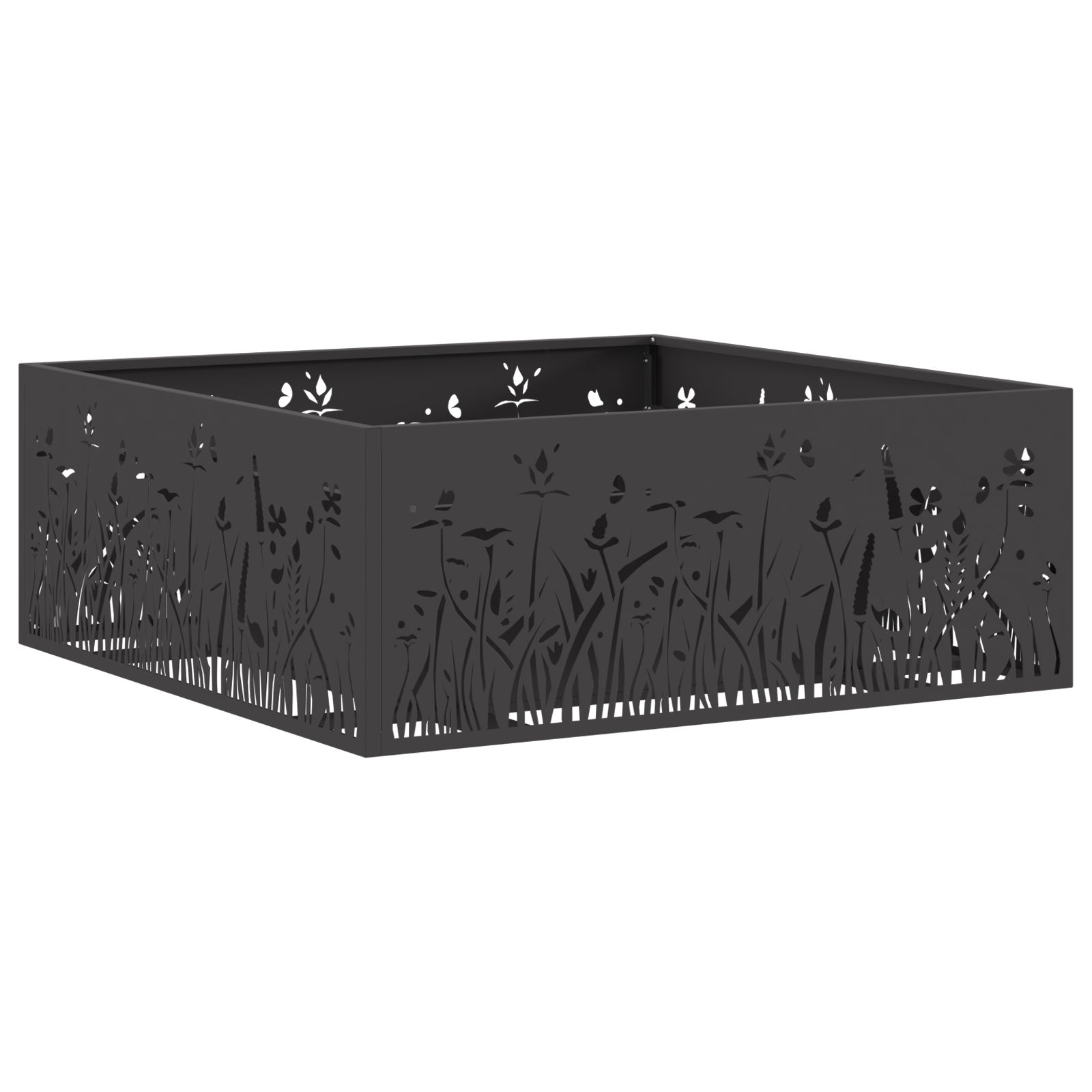 Caminetto Quadrato Nero 80x80x30 cm in Acciaio