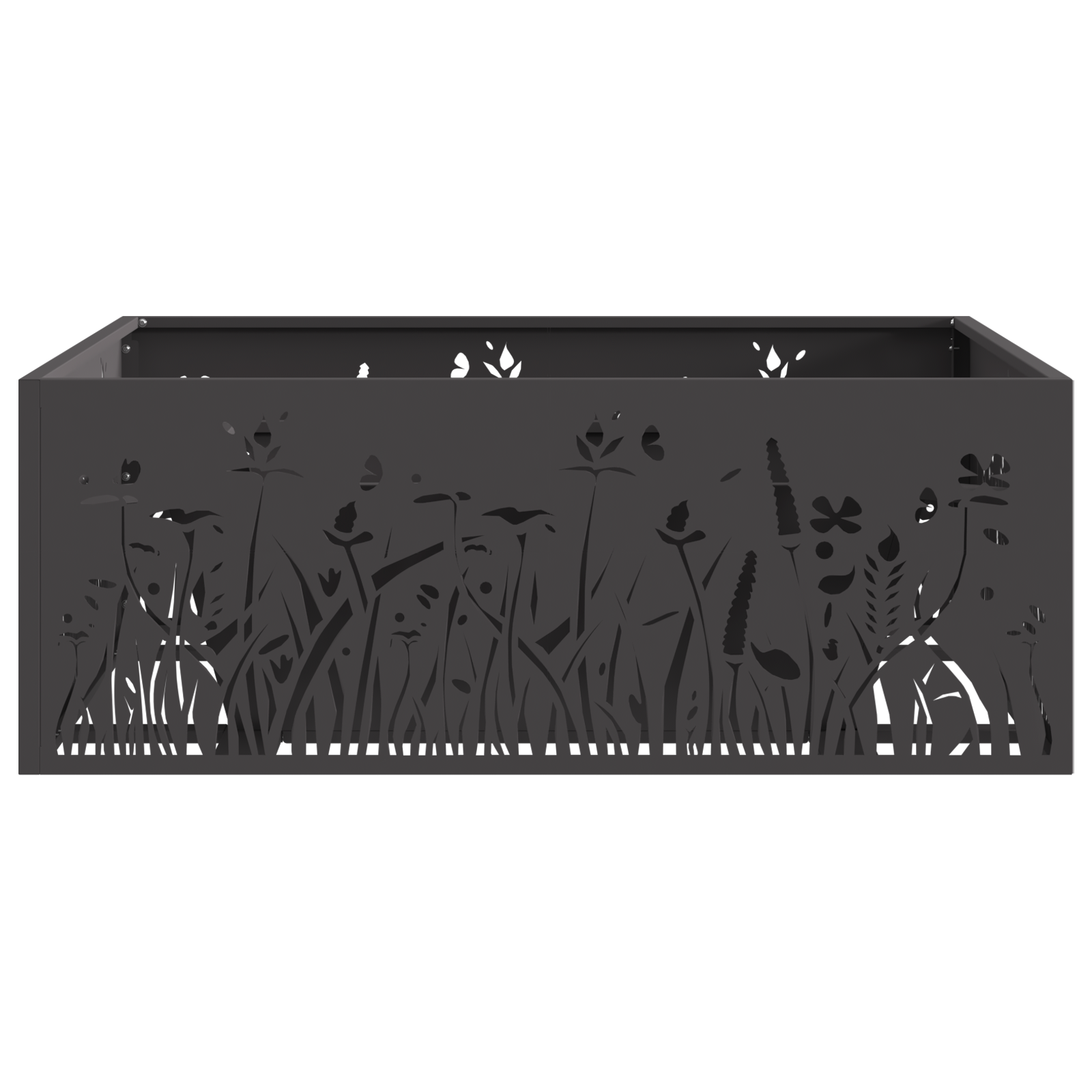 Caminetto Quadrato Nero 80x80x30 cm in Acciaio