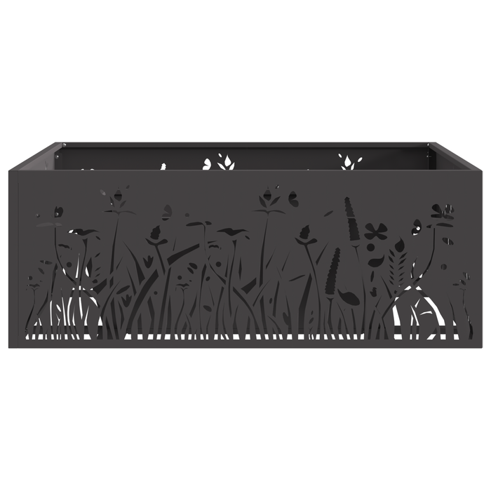 Caminetto Quadrato Nero 80x80x30 cm in Acciaio