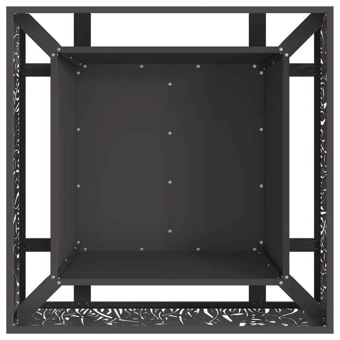 Caminetto Quadrato Nero 80x80x30 cm in Acciaio