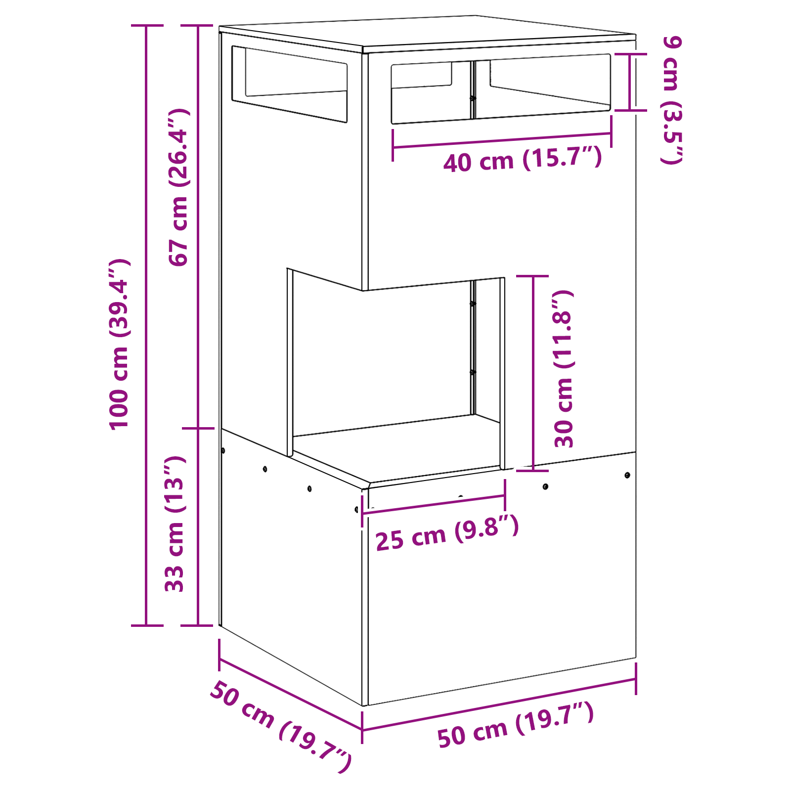 Focolare 50x50x100 cm Acciaio inossidabile