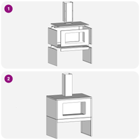 Braciere con Camino Nero 60x40x96 cm Acciaio