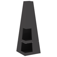 Focolare  con stoccaggio per legna Nero 35x35x100 cm Acciaio