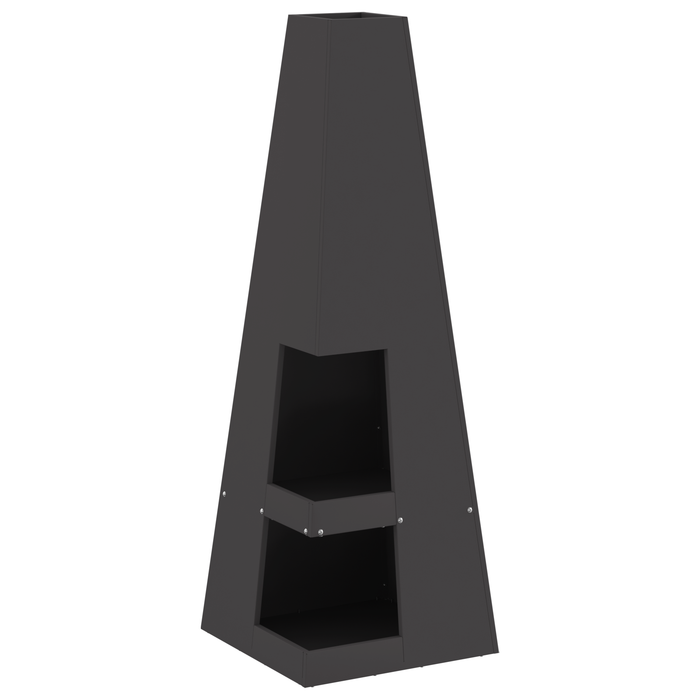 Focolare  con stoccaggio per legna Nero 35x35x100 cm Acciaio