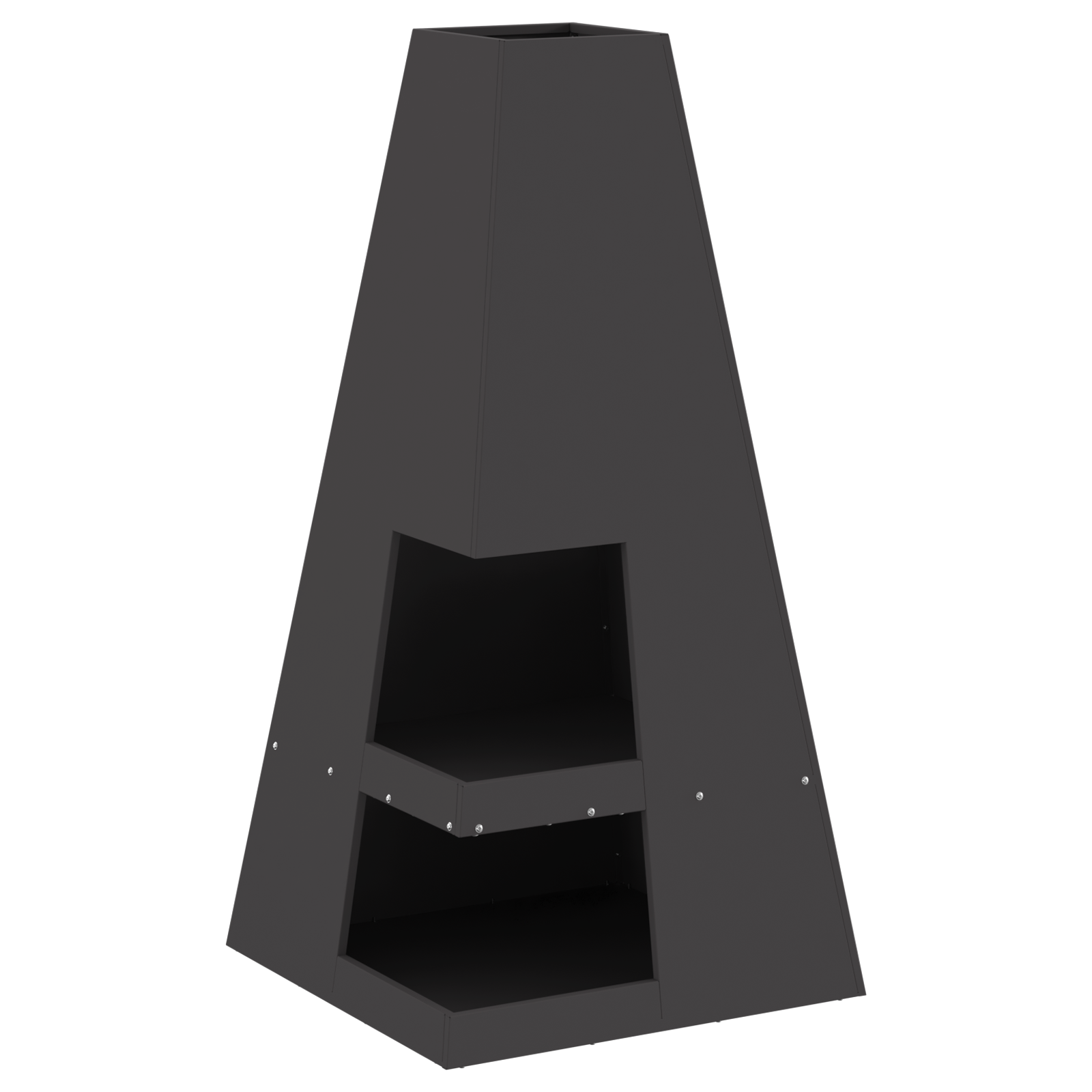 Focolare con Magazzino per Legna Nero 50x50x100 cm Acciaio