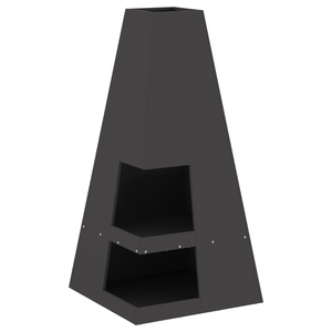 Focolare con Magazzino per Legna Nero 50x50x100 cm Acciaio